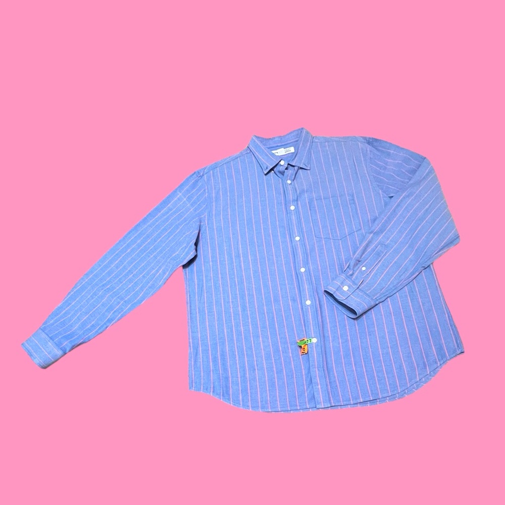 Old Navy Everyday Long Sleeve Shirt Slim Fit XL Men’s Blue & Pink Stripe OXFORD